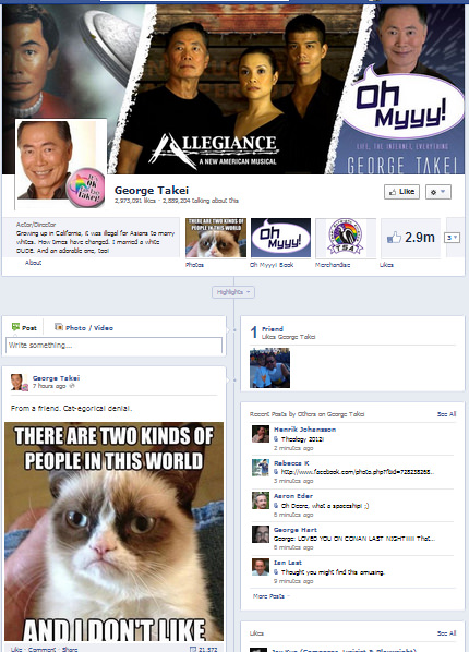George Takei (from Star Trek) posted a Grumpy Cat meme today!