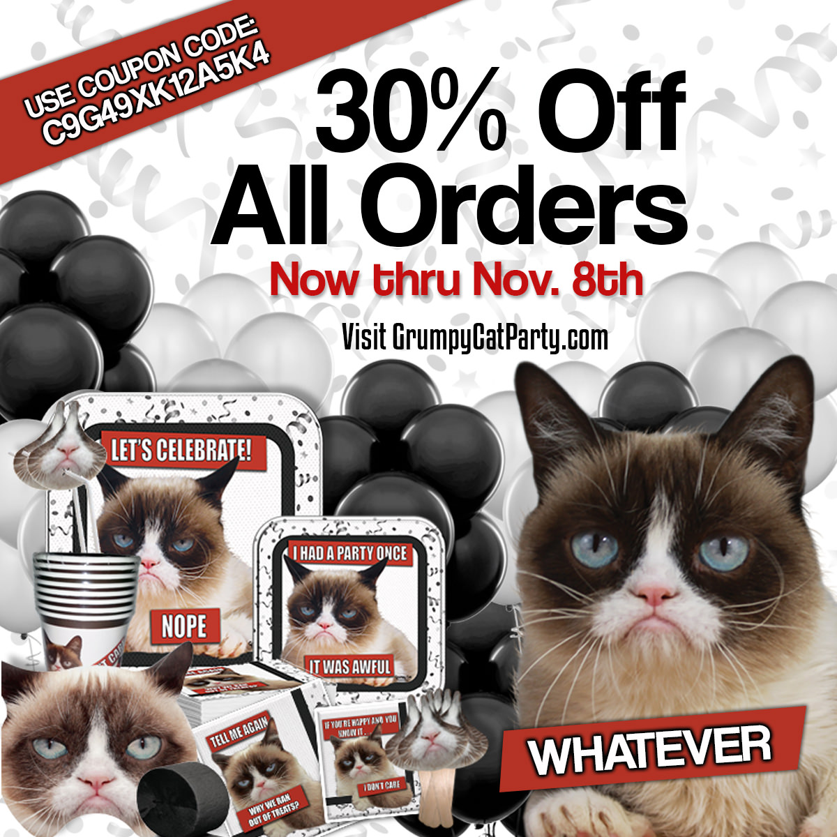 30% off Grumpy Cat Party Supplies